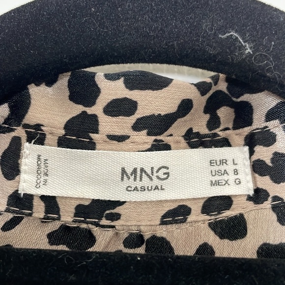 Mango: Charmeuse Leopard Button-down Blouse - Picture 6 of 6